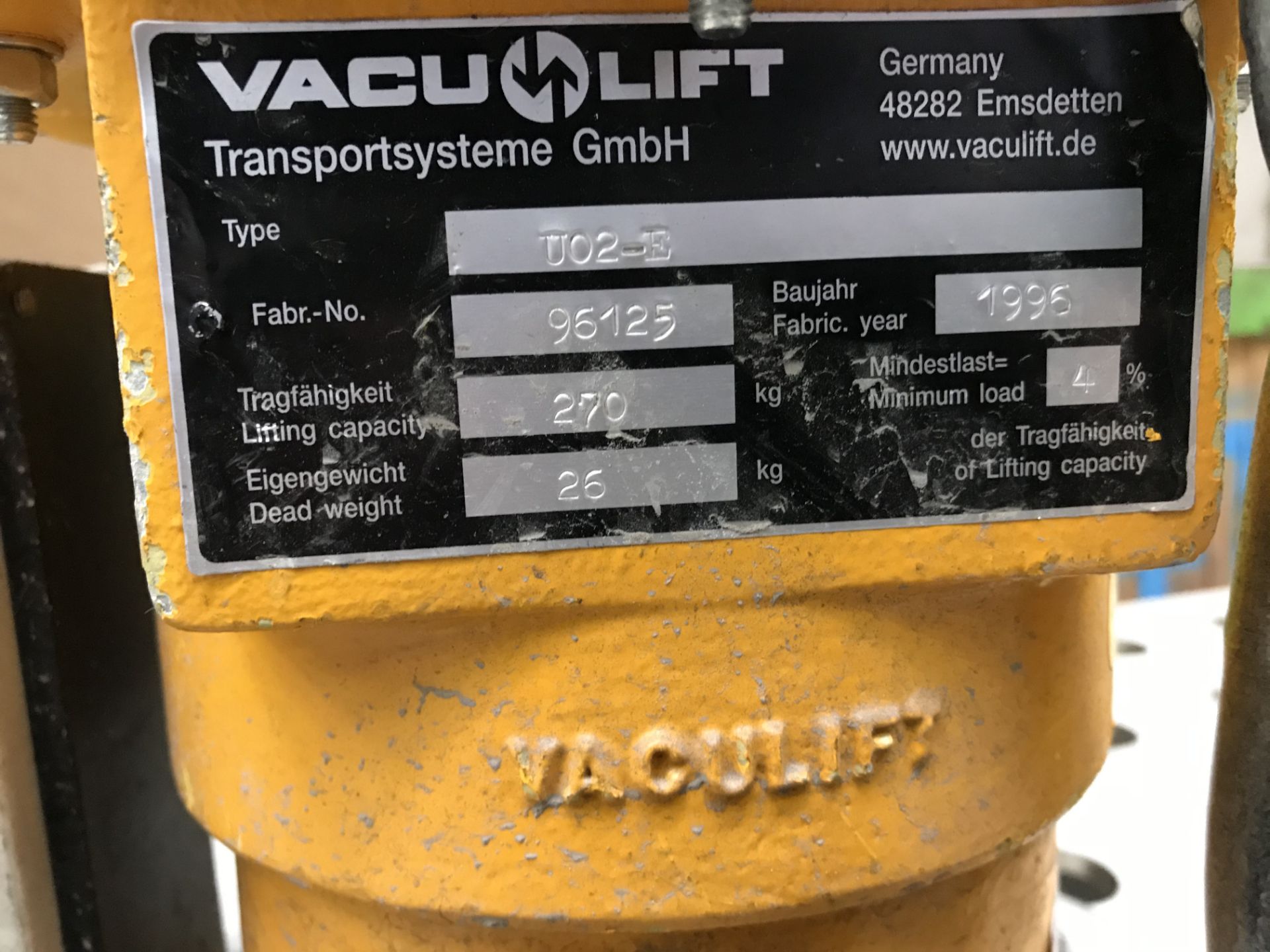 VacuiLift U02-E Single Pad Vacuum Lift - Image 2 of 3