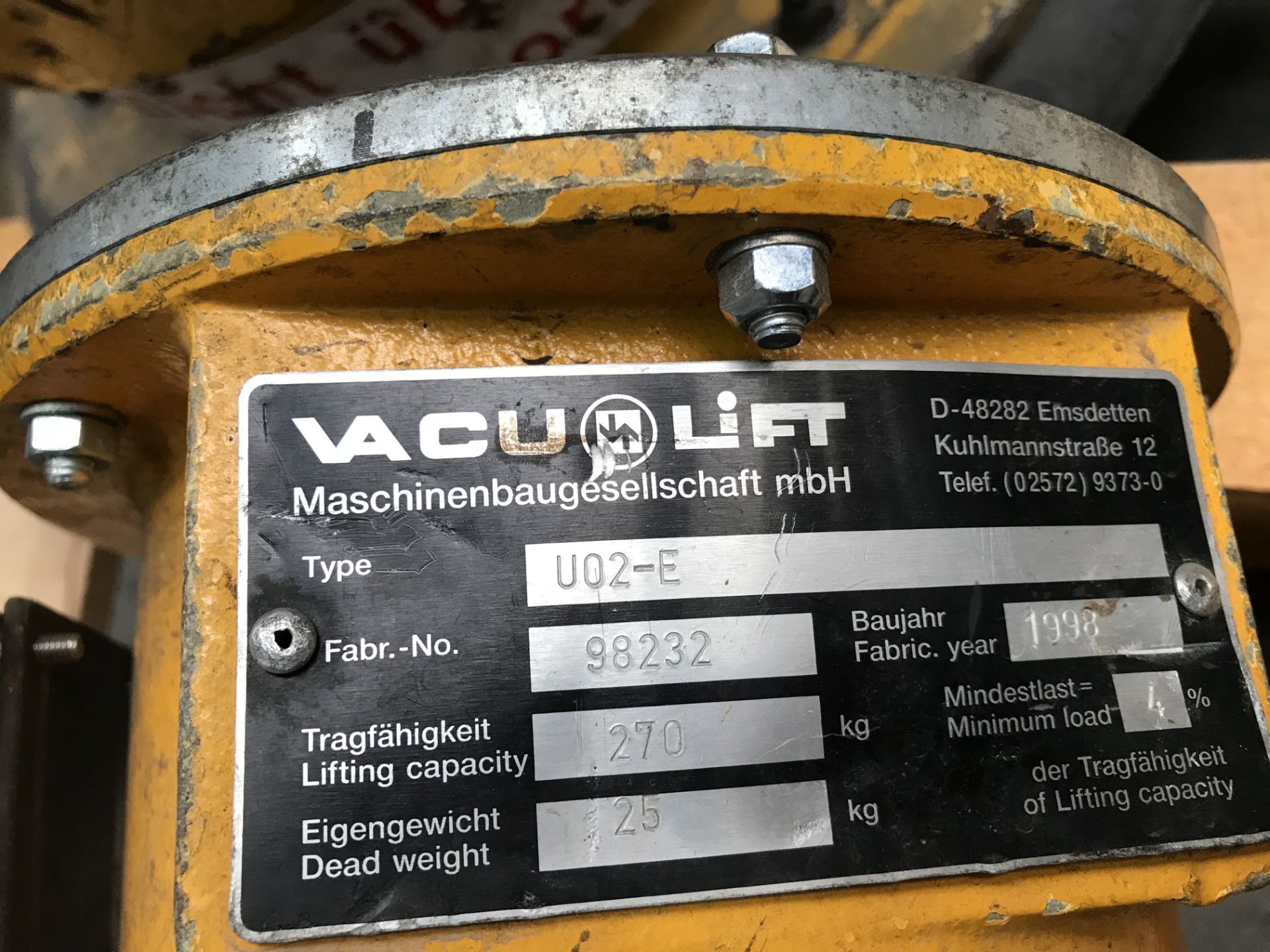 VacuiLift U02-E Single Pad Vacuum Lift - Image 2 of 3