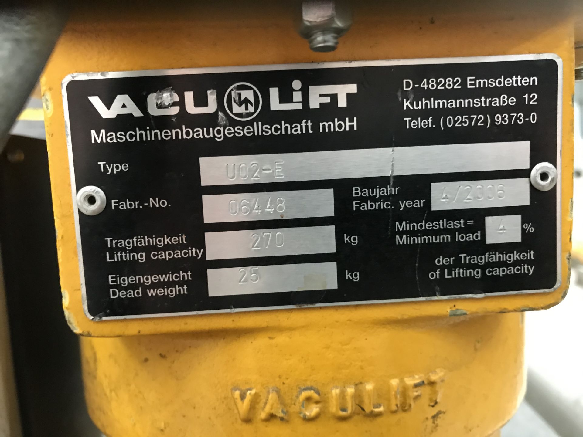 VacuiLift U02E Single Pad Vacuum Lift - Image 2 of 2