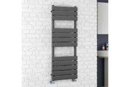 NEW & BOXED 1200 x 450 Anthracite Flat Panel Heated Towel Rail Bathroom Radiator. RRP £349.99.