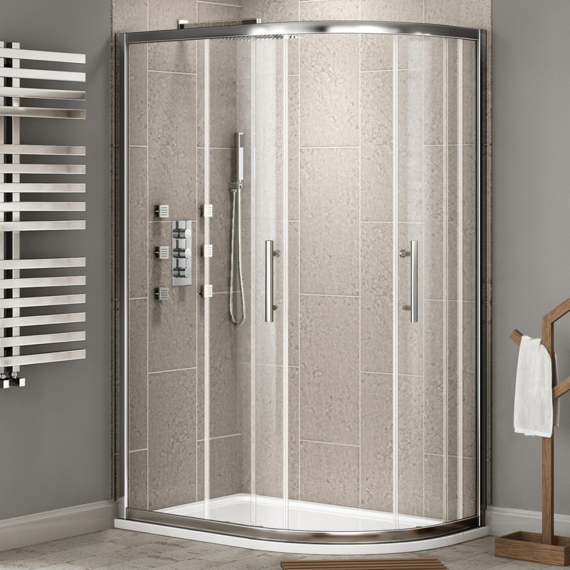 Twyfords 1000x800mm - 8mm - Premium EasyClean Offset Quadrant Shower Enclosure - Reversible. RRP £