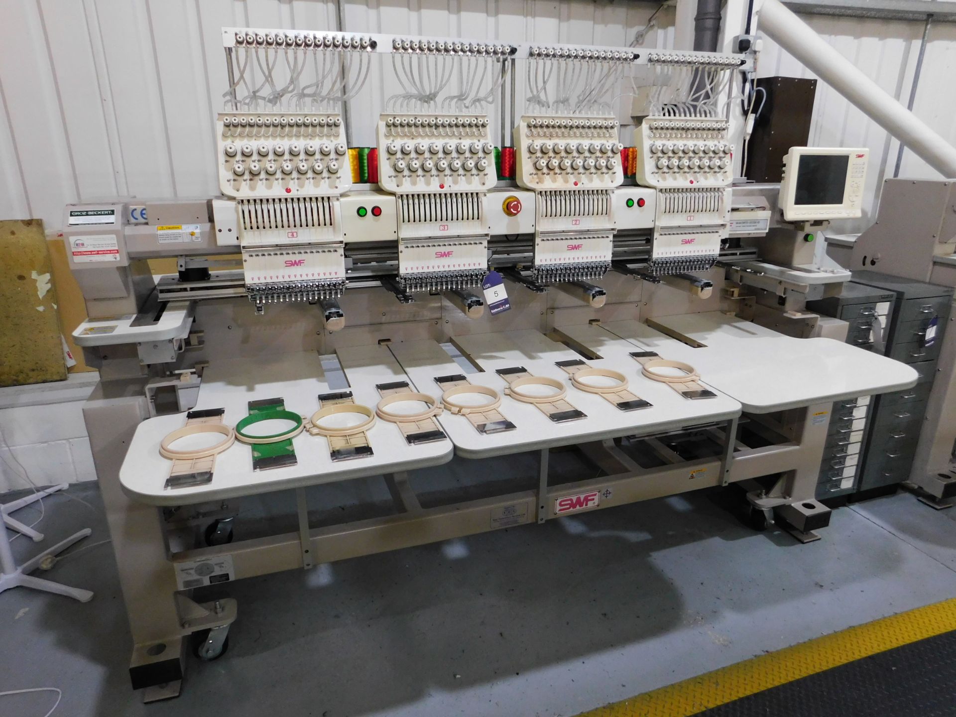 SWF Model SWF/KUH1504-45 Four Head Embroidery Machine s/n C4431209 400mmx450mm (Single Phase)