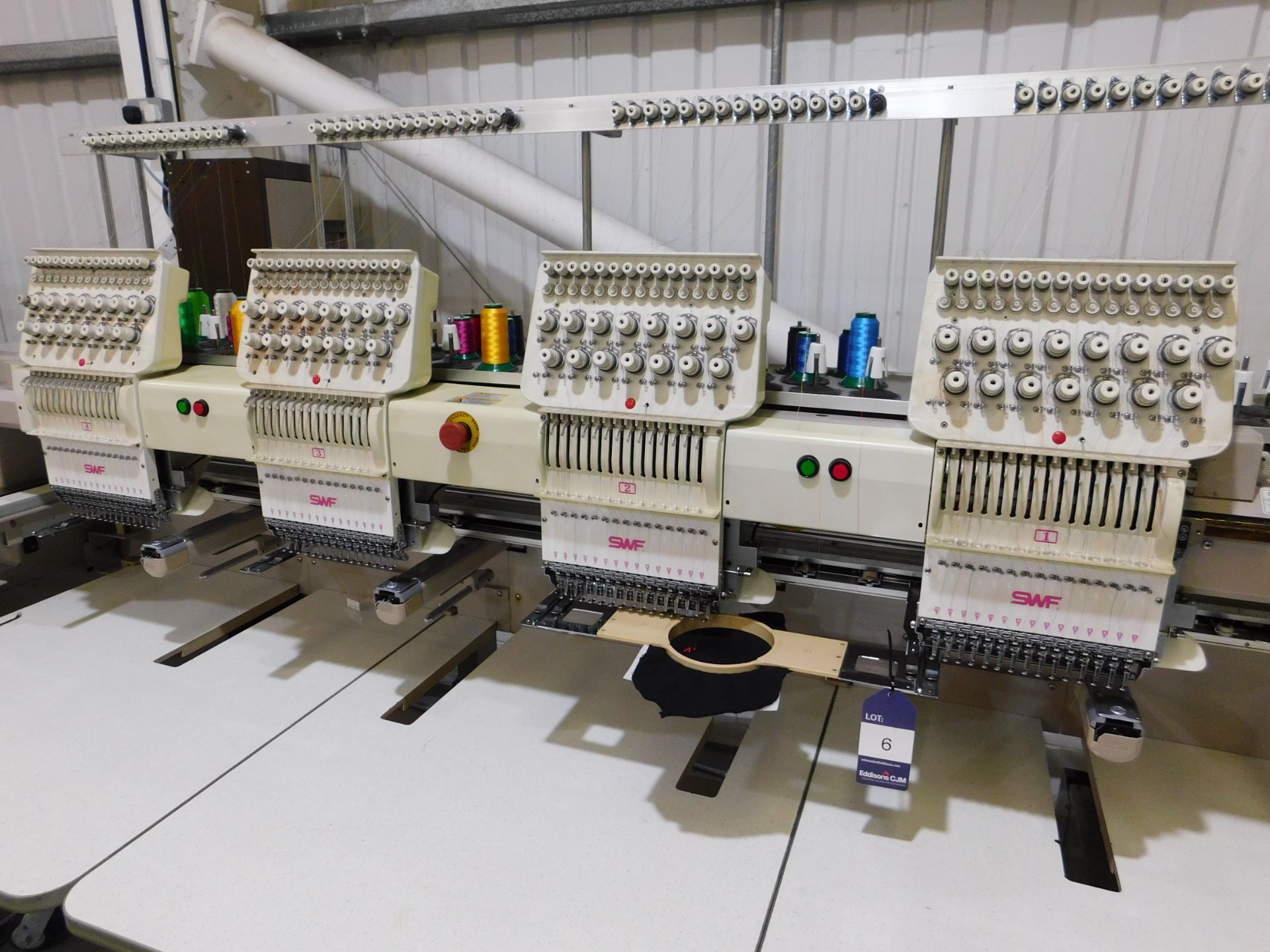 SWF Model SWF/C-UK1504-45 Four Head Embroidery Machine s/n 43806009 & Box of hoops (Single Phase) ( - Image 5 of 7