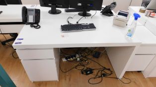 2 x White Contemporary Desk (Ikea) (1400x650) with Mobile Two Drawer Pedestal