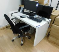 White Contemporary Desk (Ikea) (1400x650) with Office Chair
