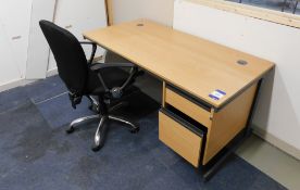 Light Oak Effect Cantilever Desk with Pedestal and Mobile Office Chair