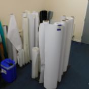 Quantity of Various Rolls of Vinyl and Paper with Paper Roll Stands