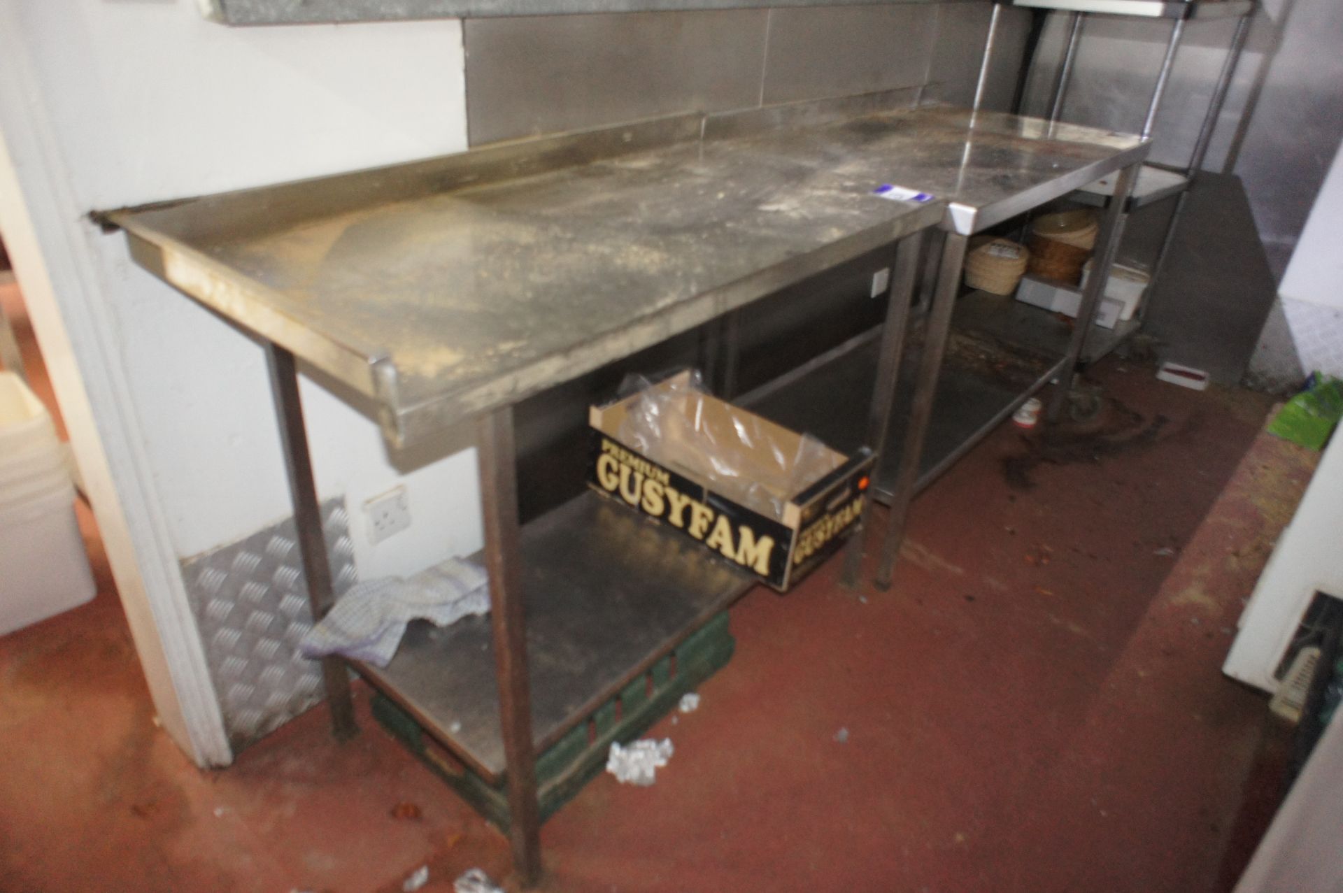 2 x Various stainless-steel preparation tables