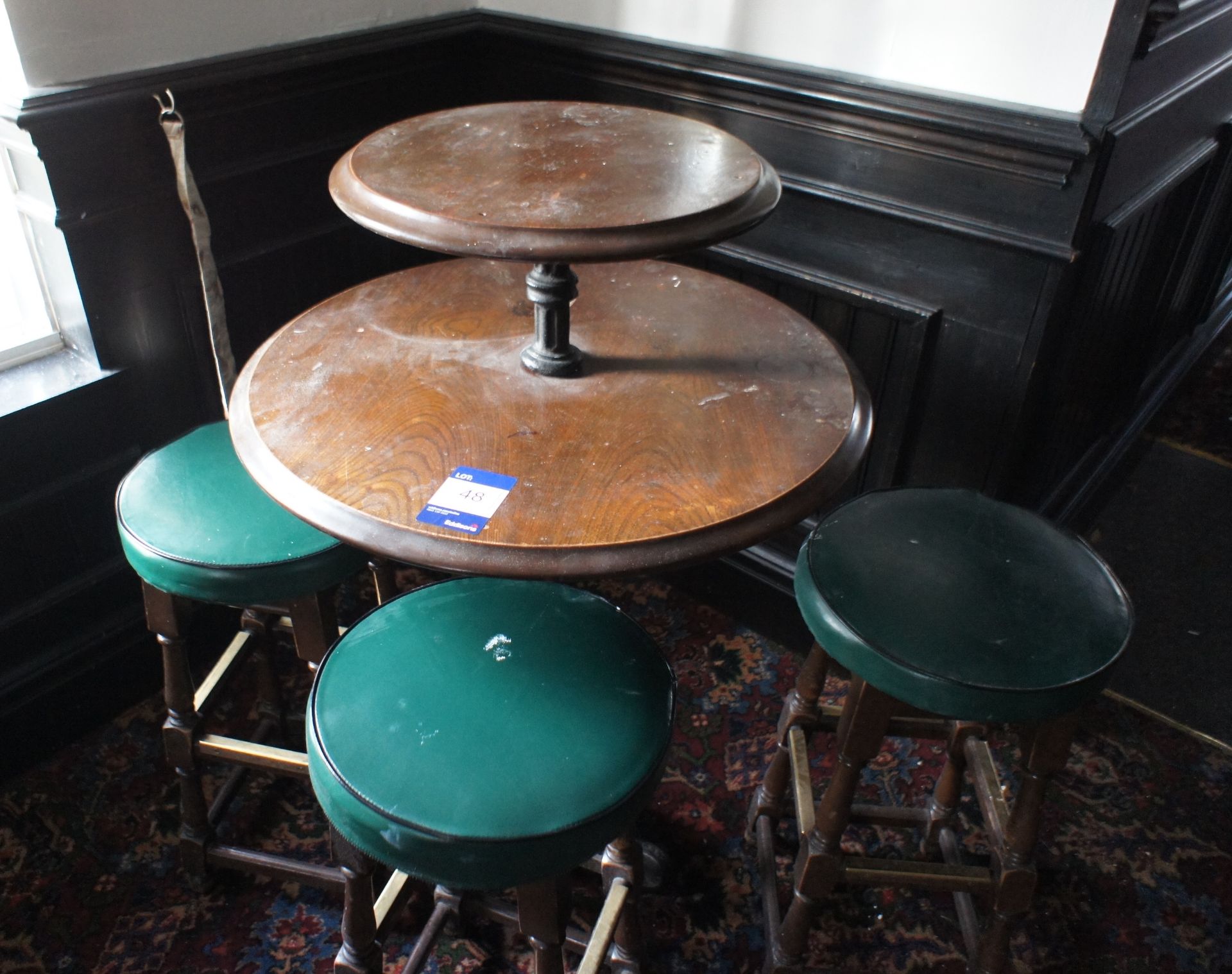 2 tier poser table with cast iron base & 3 Stools - Image 3 of 3