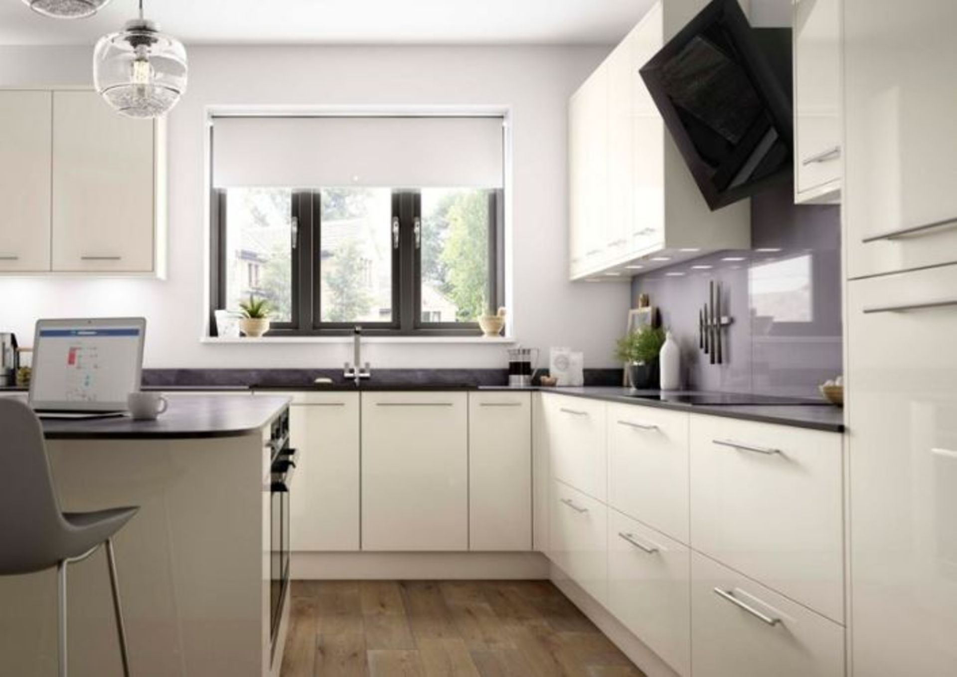 Glencoe larch gloss kitchen range, approx. 4309 items including Larch gloss doors, drawer fronts, - Image 6 of 9