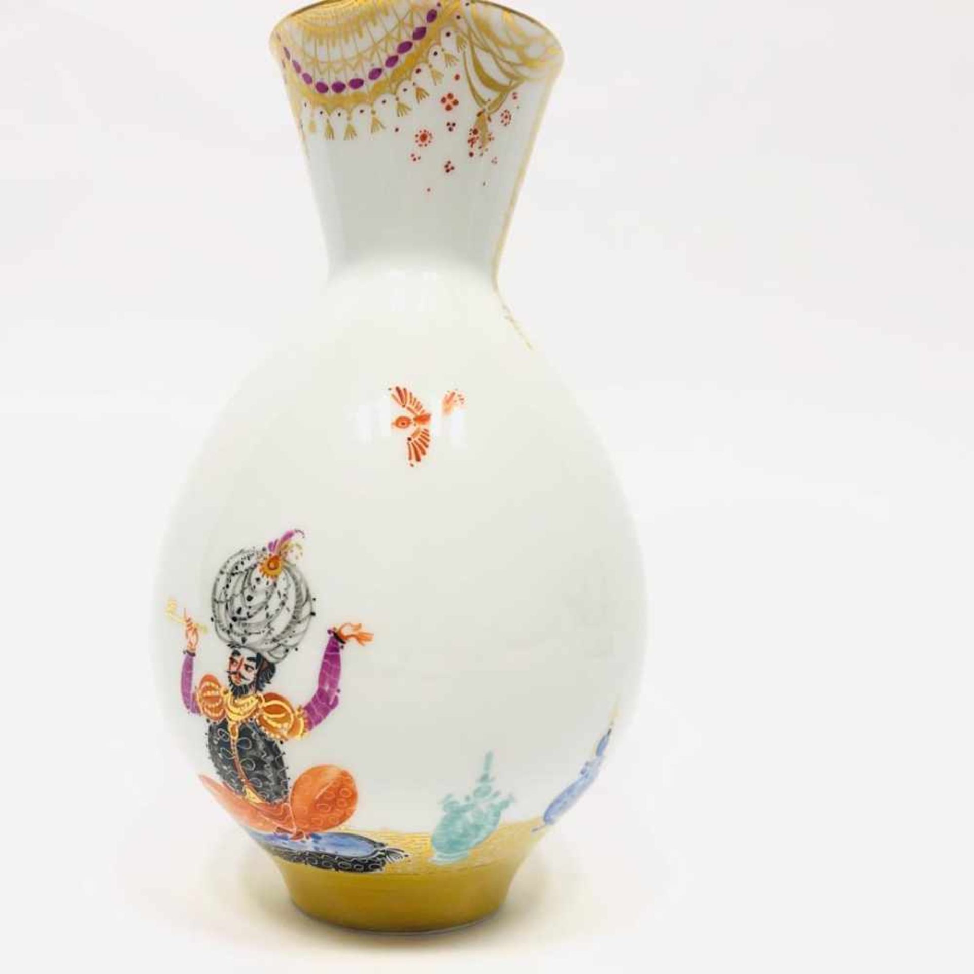 Vase: Meissen Porzellan, 1001 Nacht, vergoldet, Goldverzierungen, Prof. Heinz Werner, sehr gut.Große - Bild 4 aus 5