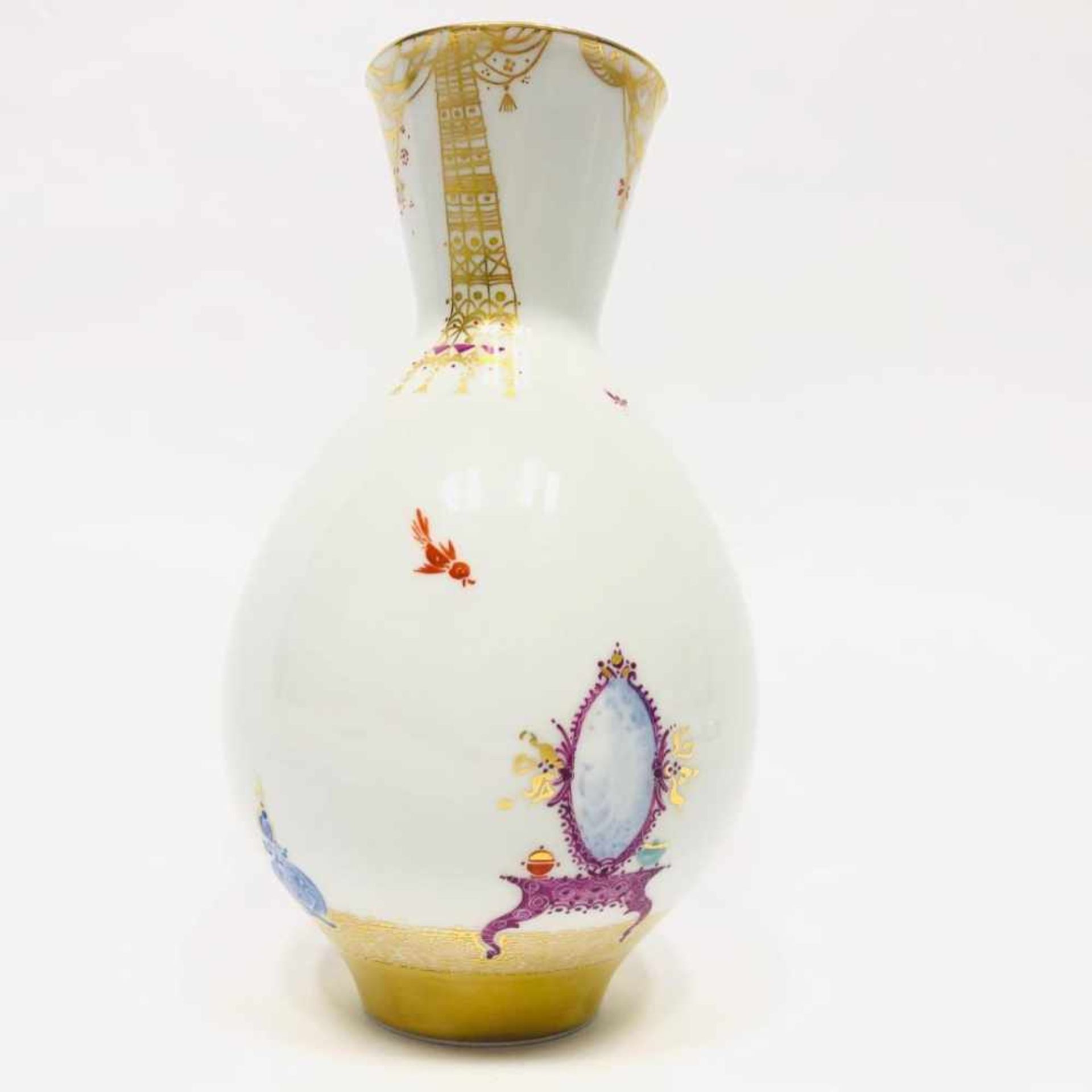 Vase: Meissen Porzellan, 1001 Nacht, vergoldet, Goldverzierungen, Prof. Heinz Werner, sehr gut.Große - Bild 5 aus 5