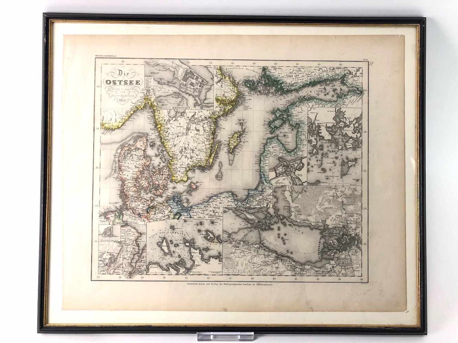 Karte: "Die Ostsee - Entworfen und gezeichnet von Major Radefeld 1855". Stahlstich, - Bild 2 aus 3