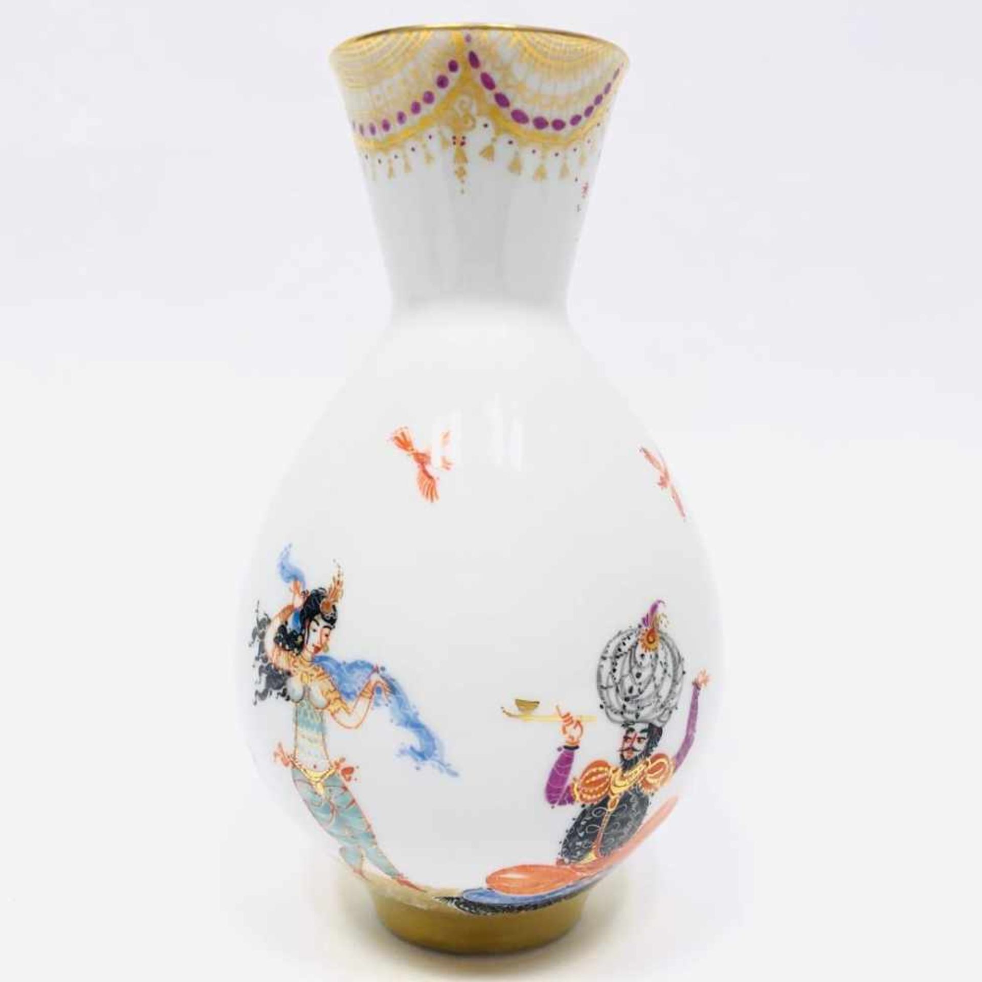 Vase: Meissen Porzellan, 1001 Nacht, vergoldet, Goldverzierungen, Prof. Heinz Werner, sehr gut.Große - Bild 3 aus 5