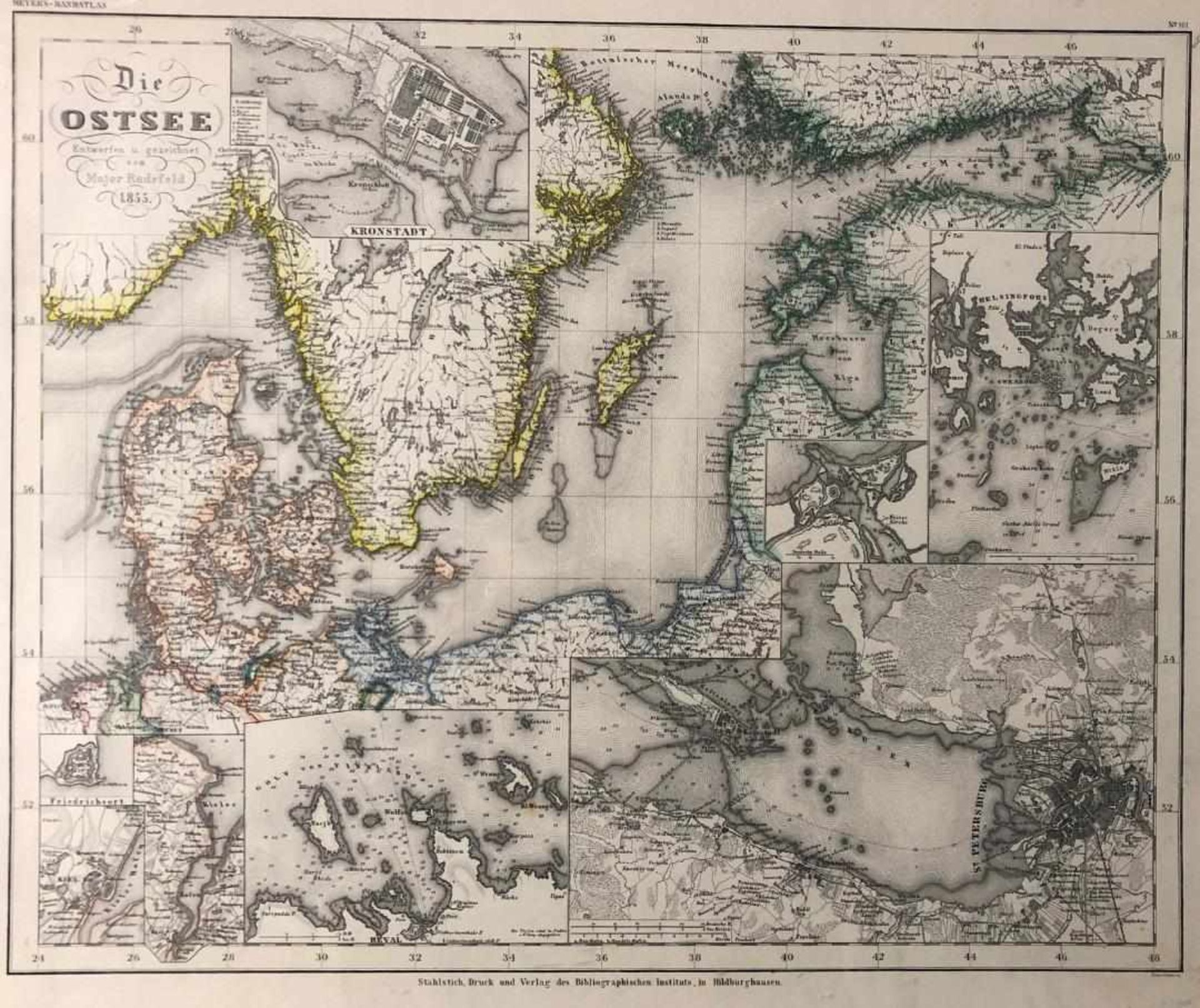 Karte: "Die Ostsee - Entworfen und gezeichnet von Major Radefeld 1855". Stahlstich,