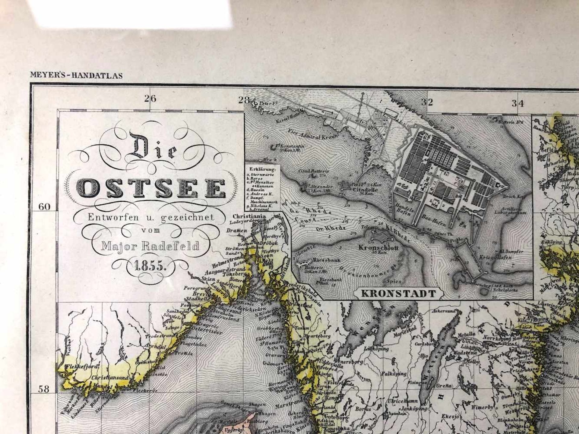 Karte: "Die Ostsee - Entworfen und gezeichnet von Major Radefeld 1855". Stahlstich, - Bild 3 aus 3
