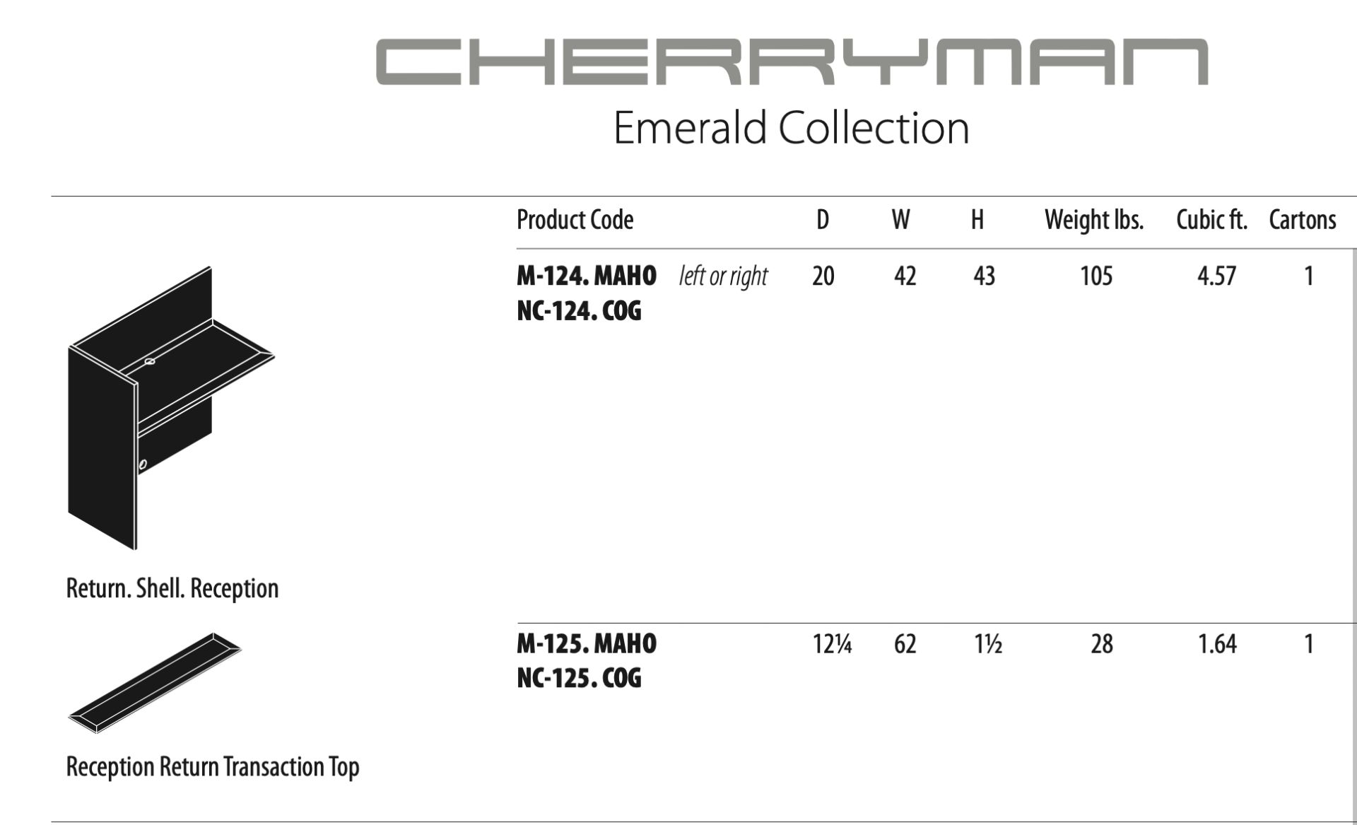 Cherryman Emerald Collection Mahogany Reception Return (M124) (Original List price each: $1,000) - Image 2 of 3