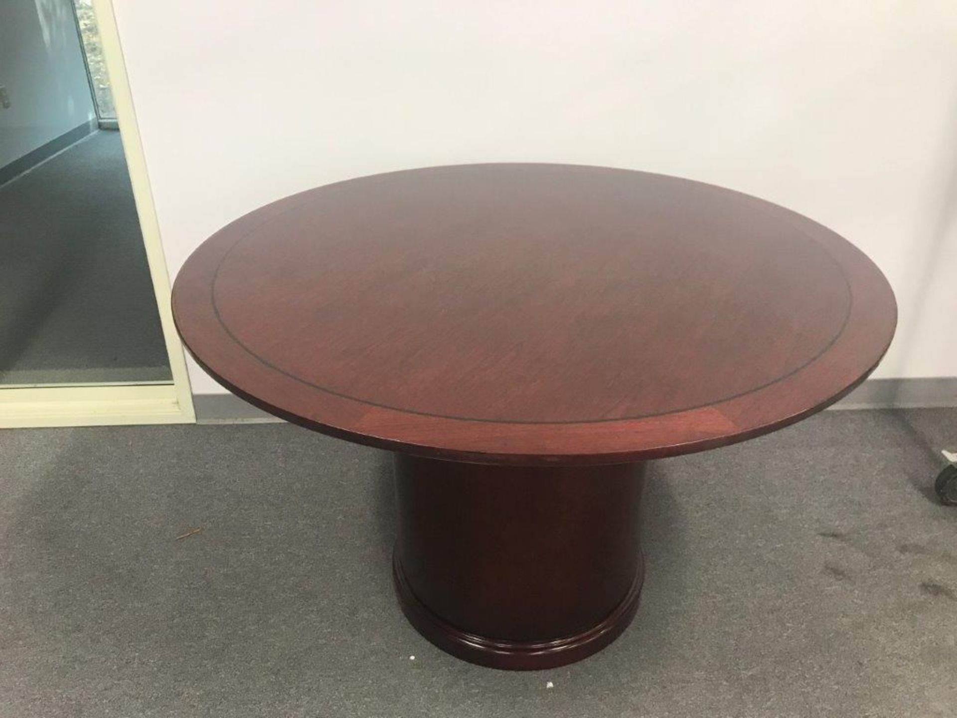 (2) Cherryman Emerald Collection 721 Mahogany 48" Round Table Set inc. top / Base (M721, M722) (List - Image 2 of 4