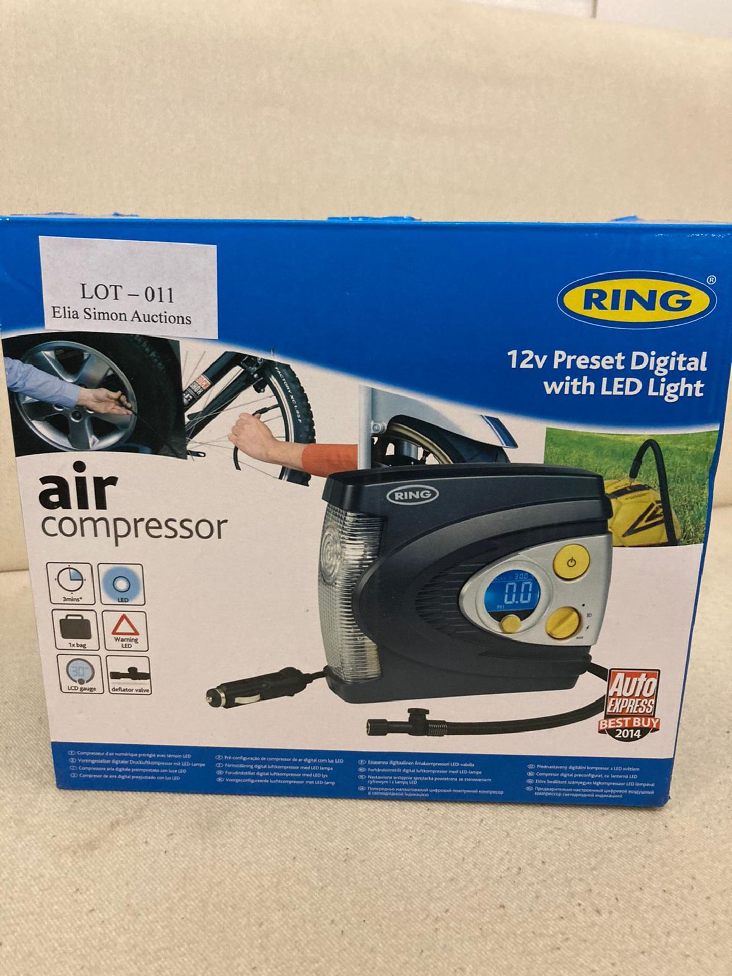 RING AIR COMPRESSOR 12V RESET WITH DIGITAL LIGHT