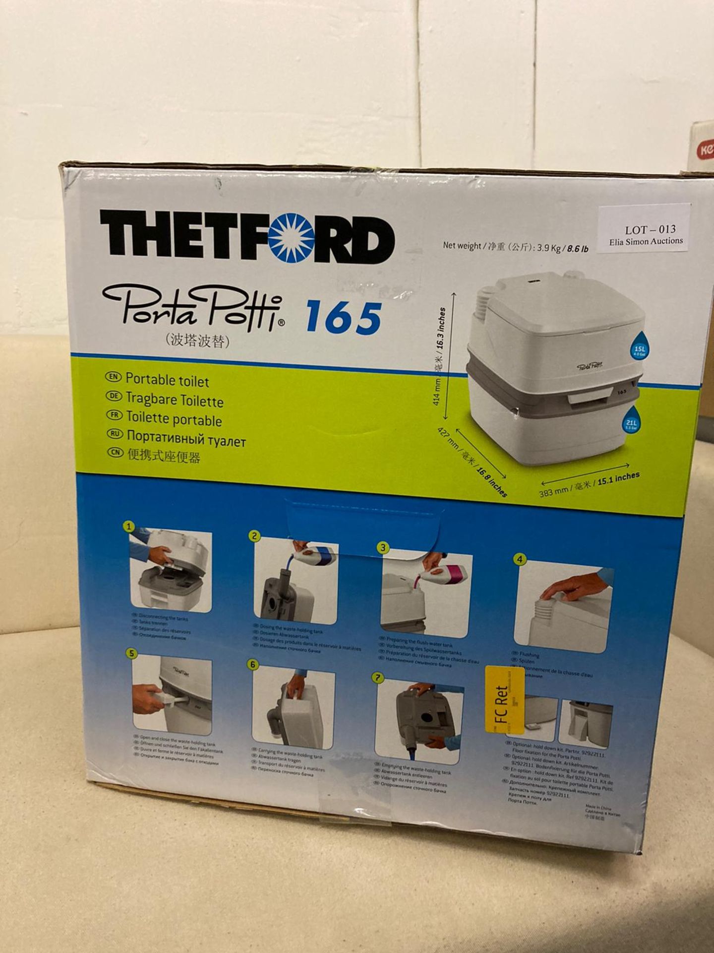 THETFORD PORTA POTTI 165 PORTABLE TOILET