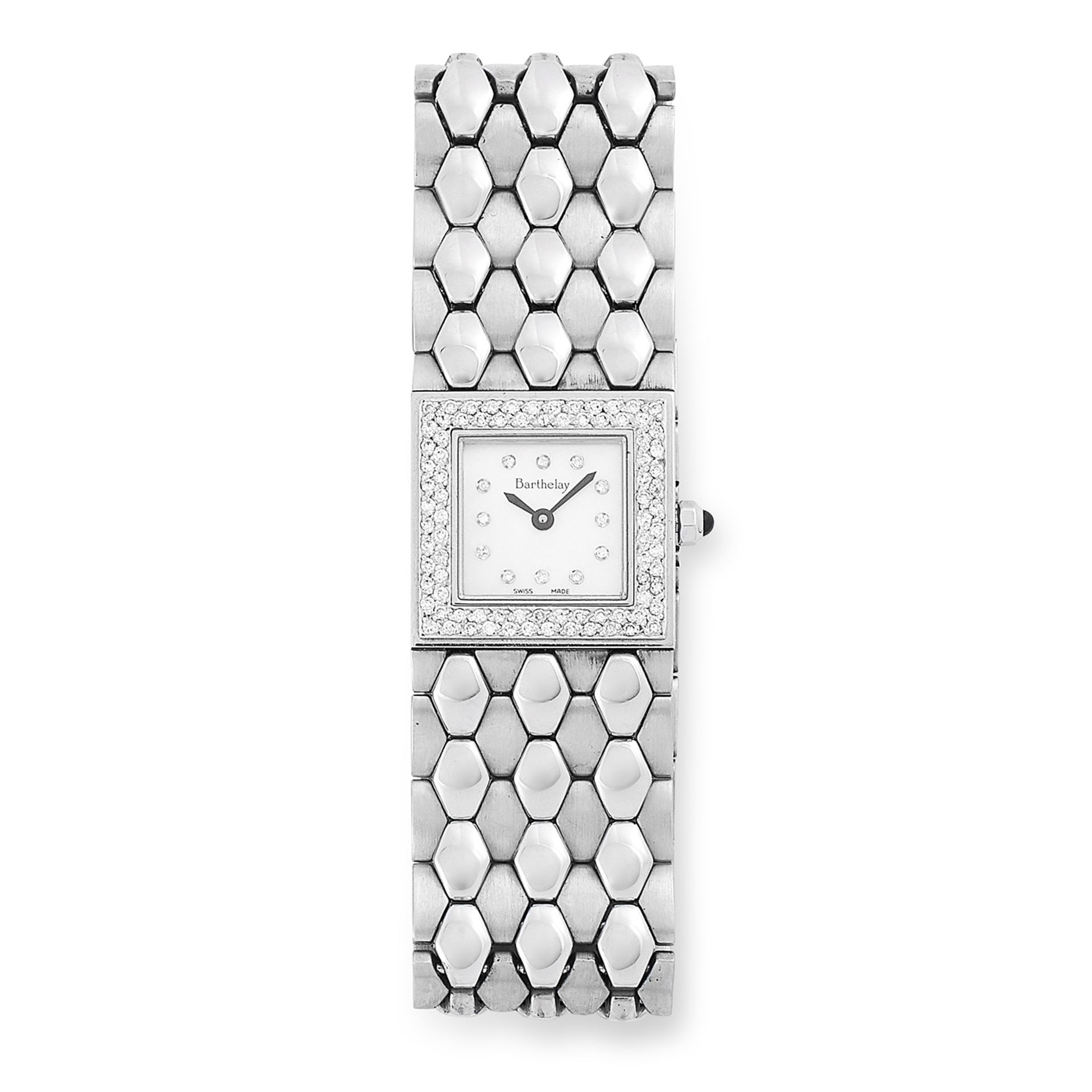 LADIES LES SLOANES DIAMOND WATCH, BARTHELAY set with round cut diamonds, 16cm, 83.1g.