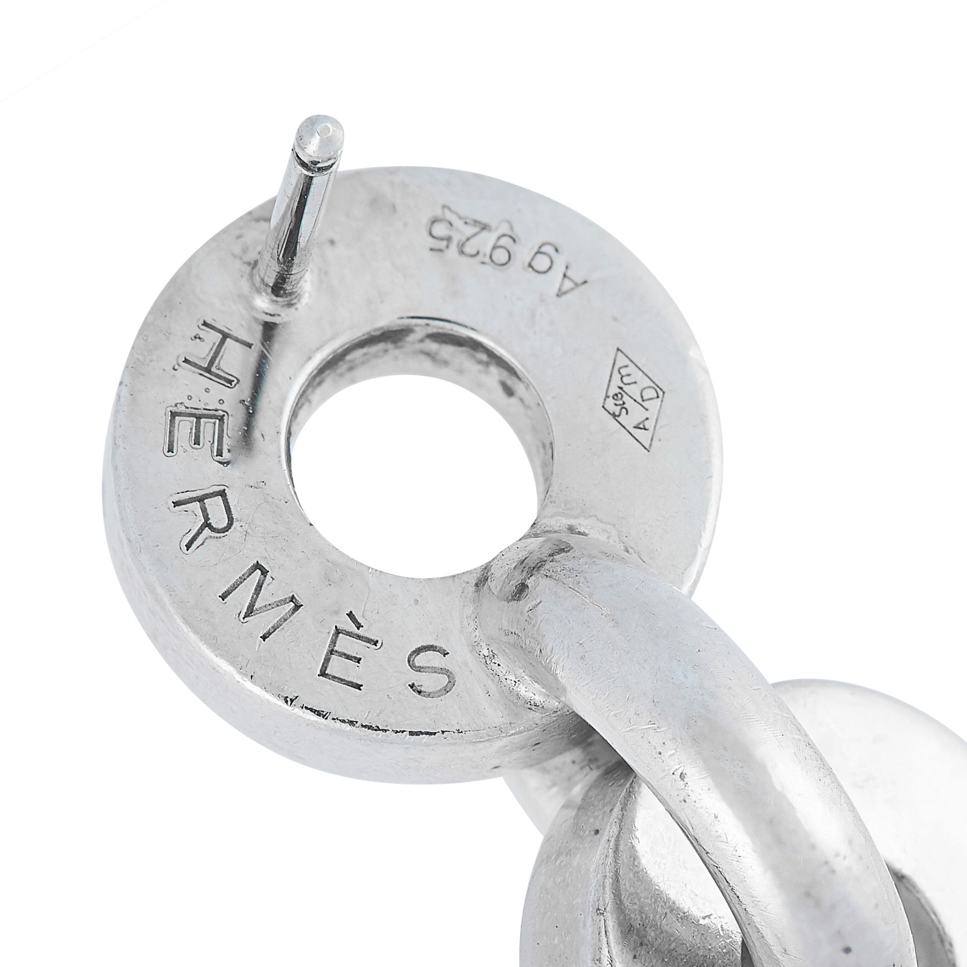 SILVER EARRINGS, HERMES each set with five circular links, signed Hermes, 3.6cm, 19.8g. - Bild 2 aus 2