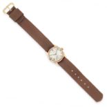 WRISTWATCH, ROLEX with a gold bezel and brown fabric strap, 22.5cm, 22.7g.