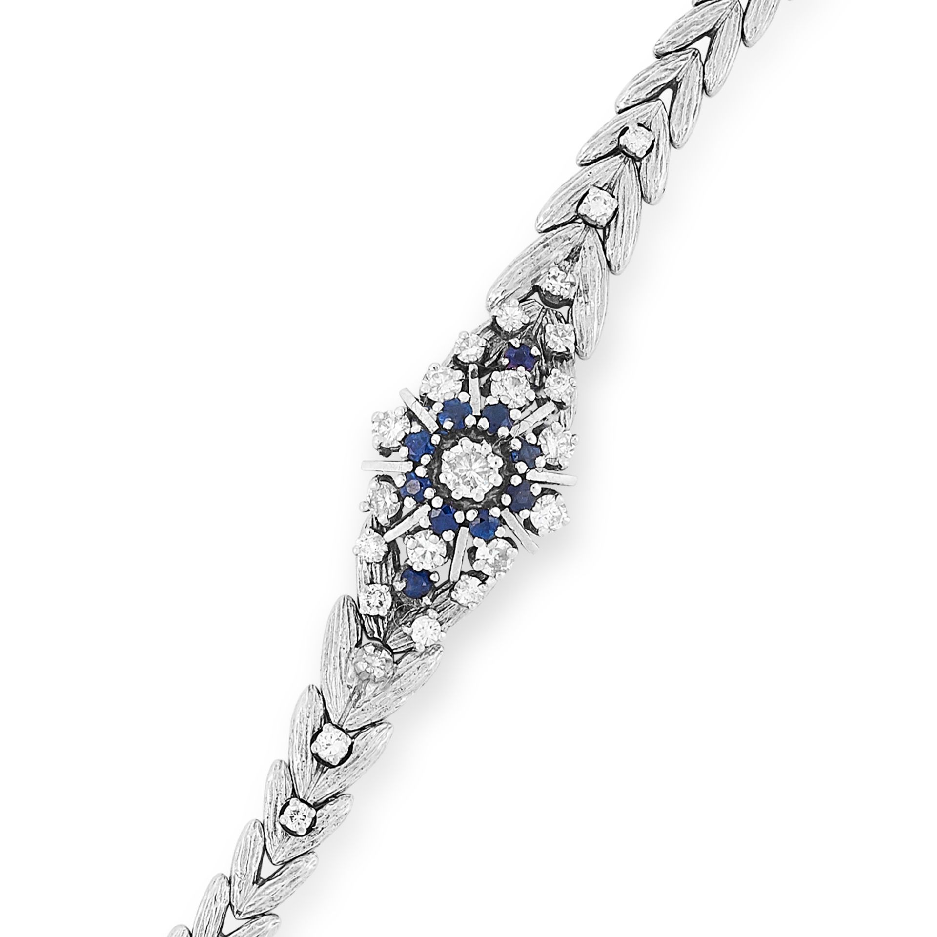 SAPPHIRE AND DIAMOND BRACELET the fancy link chain is set with round cut diamonds and sapphires, - Image 2 of 2