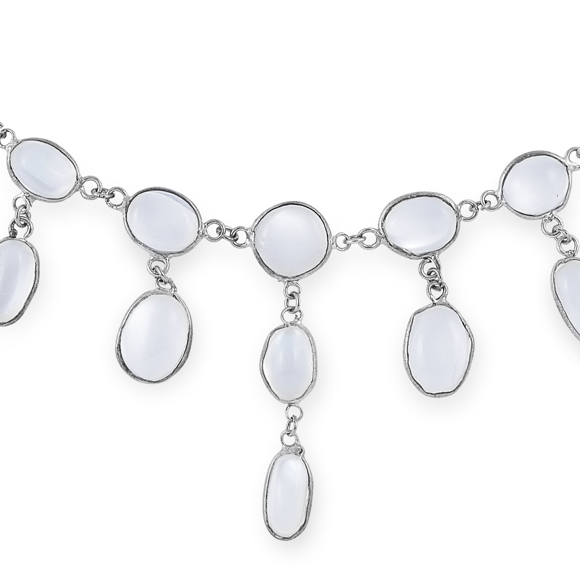 MOONSTONE NECKLACE set with cabochon moonstones, 48cm, 7.5g. - Bild 2 aus 2