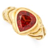 SPESSARTITE GARNET DRESS RING, ELIZABETH GAGE, 1989 set with a pear cut spessartite garnet with