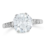 2.48 CARAT DIAMOND SOLITAIRE RING set with a round cut diamond of approximately 2.48 carats with