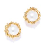 PEARL AND DIAMOND EARRINGS, BEN ROSENFELD, CIRCA 1976-77 each comprising of a mabe pearl in abstract