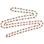 VINTAGE RUBY, SAPPHIRE AND DIAMOND NECKLACE, CARTIER comprising of strands of cabochon rubies and
