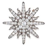 ANTIQUE 6.50 CARAT DIAMOND STAR BROOCH set with old cut diamonds totalling approximately 6.50