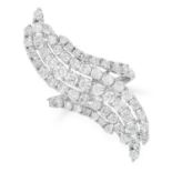 DIAMOND DRESS RING in undulating form set with approximately 2.70 carats of round cut diamonds, size