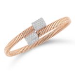 DIAMOND BANGLE comprising of a gold bangle with round cut diamonds at both the ends, 5.5cm inner