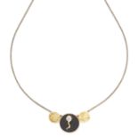 DIAMOND AND ONYX NECKLACE, NICOLA APPLEBY, CIRCA 1999 comprising of a central polished onyx