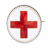 ANTIQUE ENAMEL ST GEORGE CROSS LOCKET BROOCH with enamelled St Georges cross, with locket back, 3.