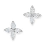 0.92 CARAT DIAMOND VICTORIA EARRINGS, TIFFANY & CO in floral form set with marquise cut diamonds