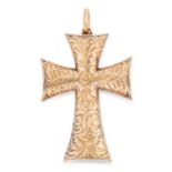 ANTIQUE CROSS PENDANT a crucifix engraved with scrolling and foliate motifs, the base engraved