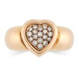 DIAMOND HEART RING, PIAGET set with round cut diamonds in heart motif, signed Piaget, numbered, size