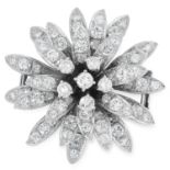 DIAMOND FLOWER BROOCH set with round cut diamonds totalling approximately 4.50-5.20 carats, 3.2cm,