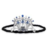 ANTIQUE SAPPHIRE AND DIAMOND TIARA the open framework set with old round and rose cut diamonds and