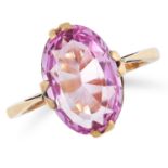 PINK TOPAZ DRESS RING set with an oval cut pink topaz, size M / 6, 2.8g.