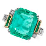 9.13 CARAT COLOMBIAN EMERALD AND DIAMOND DRESS RING set with a central emerald cut Colombian emerald