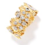 DIAMOND RING, CHARLES DE TEMPLE, 1966 in textured pierced design set with round cut diamonds, signed