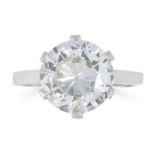 4.63 CARAT DIAMOND RING set with a round cut diamond of approximately 4.63 carats, size Q / 8, 6.