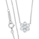 DIAMOND CLUSTER NECKLACE, TIFFANY & CO set with round cut diamonds totalling approximately 0.35