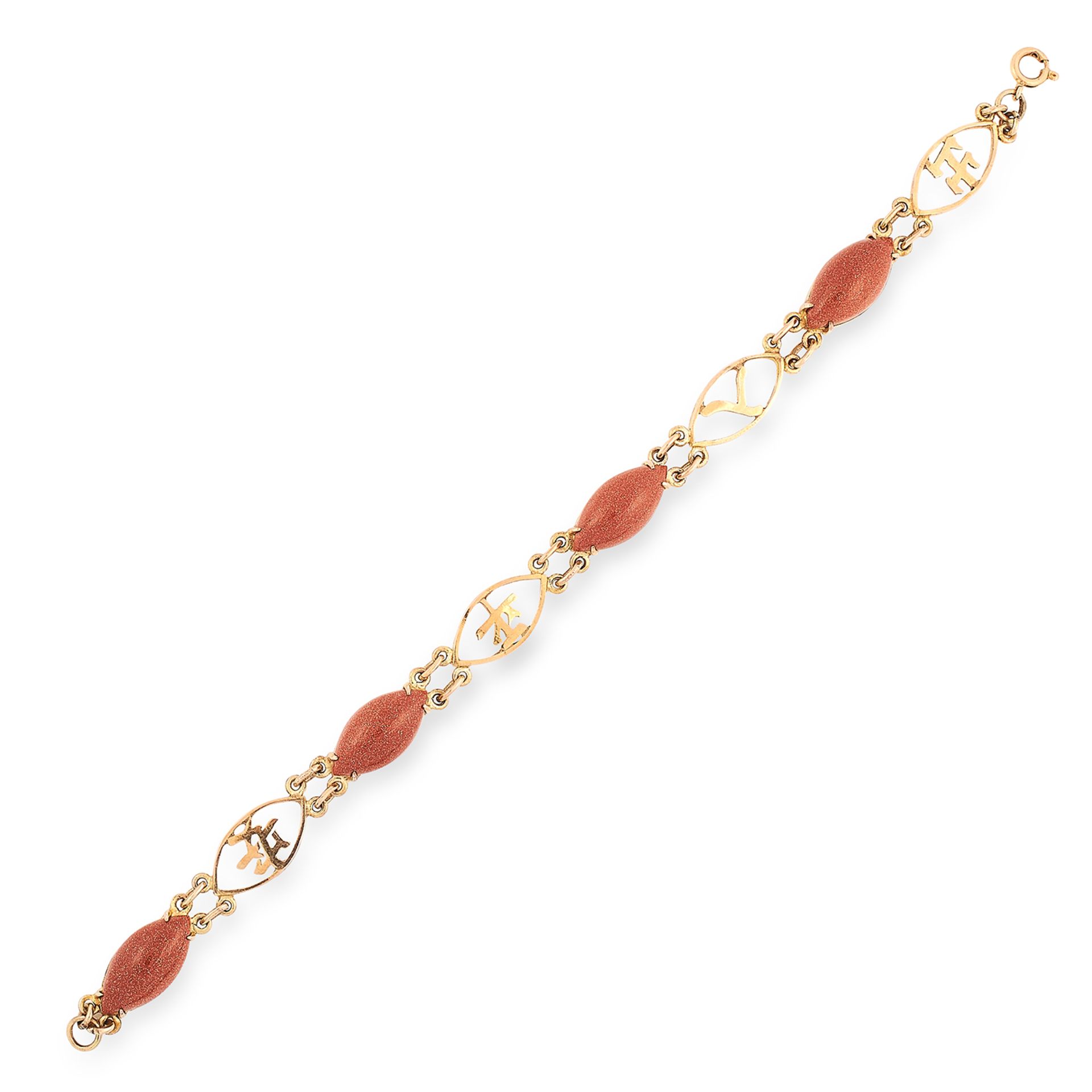 GOLDSTONE BRACELET set with four polished goldstone links, 19.5cm, 11.6g.