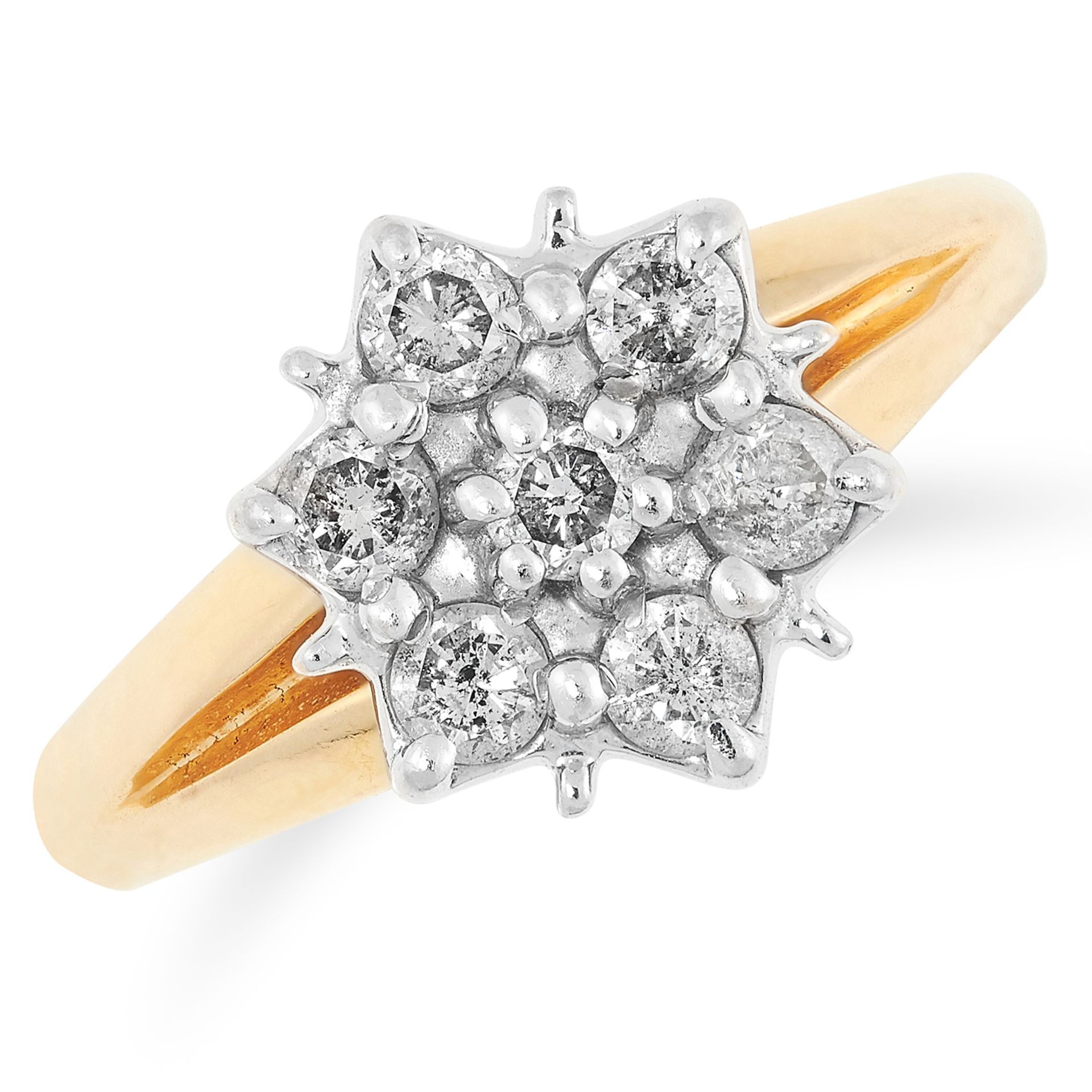 DIAMOND CLUSTER RING set with round cut diamonds, size L / 6, 3.7g.